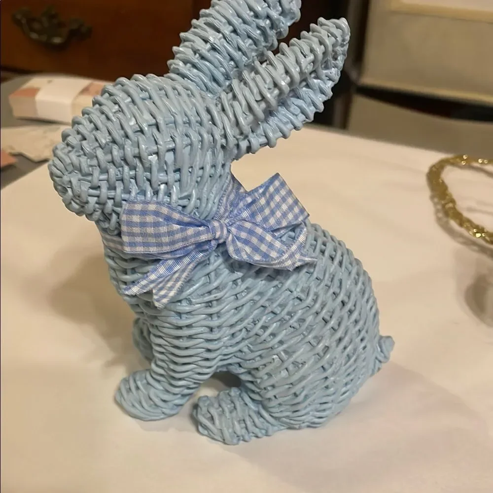 Easter Holiday Wreath, with Blue Bunny and Sign.